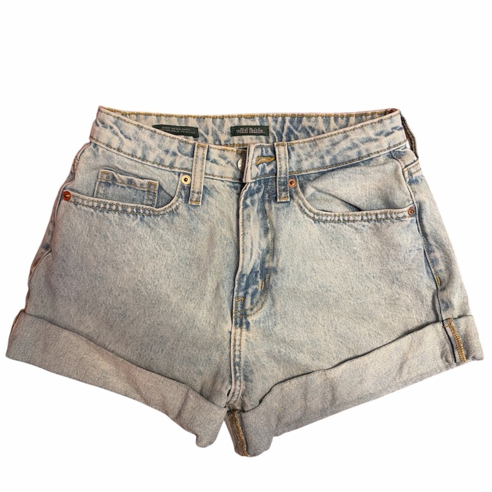 Light Blue Wash High Rise Mom Shorts